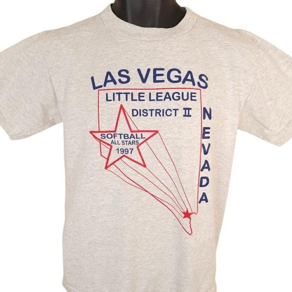 Vintage Softball All Stars T Shirt Mens Size Medium Gray 1997 Las Vegas